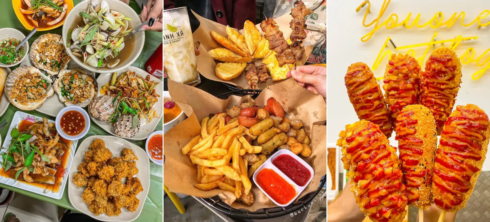 Quán ăn vặt với các món ăn đường phố