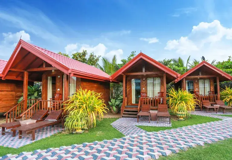 Resort mini với khu lưu trú và cảnh quan nghỉ dưỡng