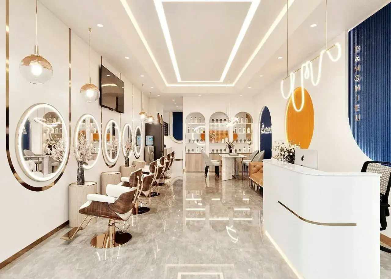 Salon tóc và barber shop với khu vực tạo kiểu